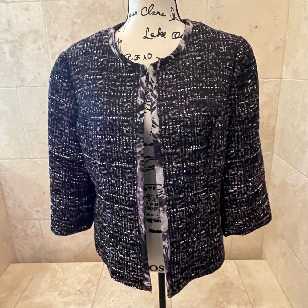 COLDWATER CREEK BEAUTIFUL TWEED JACKET WITH GORGEOUS COLORS MAKE A SPLASH!